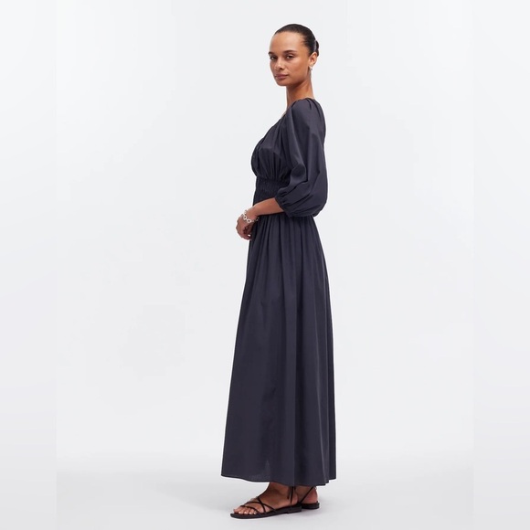 Madewell V-Neck Balloon-Sleeve Maxi Dress in Black - Picture 3 of 13